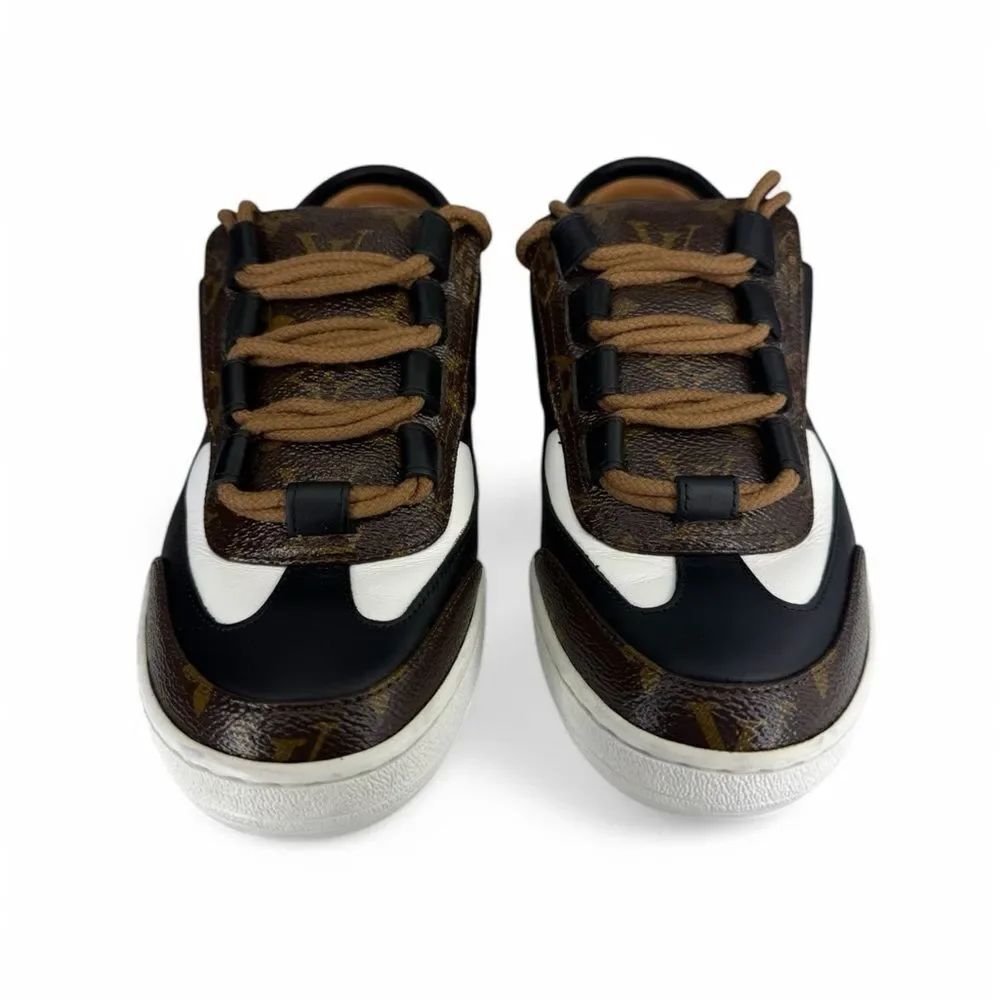 LOUIS VUITTON Black & Brown  LV Monogram Leather Sneakers EU37 - Picture 6 of 16